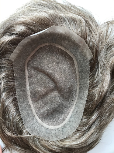 #1740 grey hair mono pieces with natural v knot