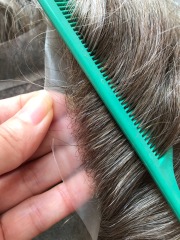 #1740 grey hair mono pieces with natural v knot