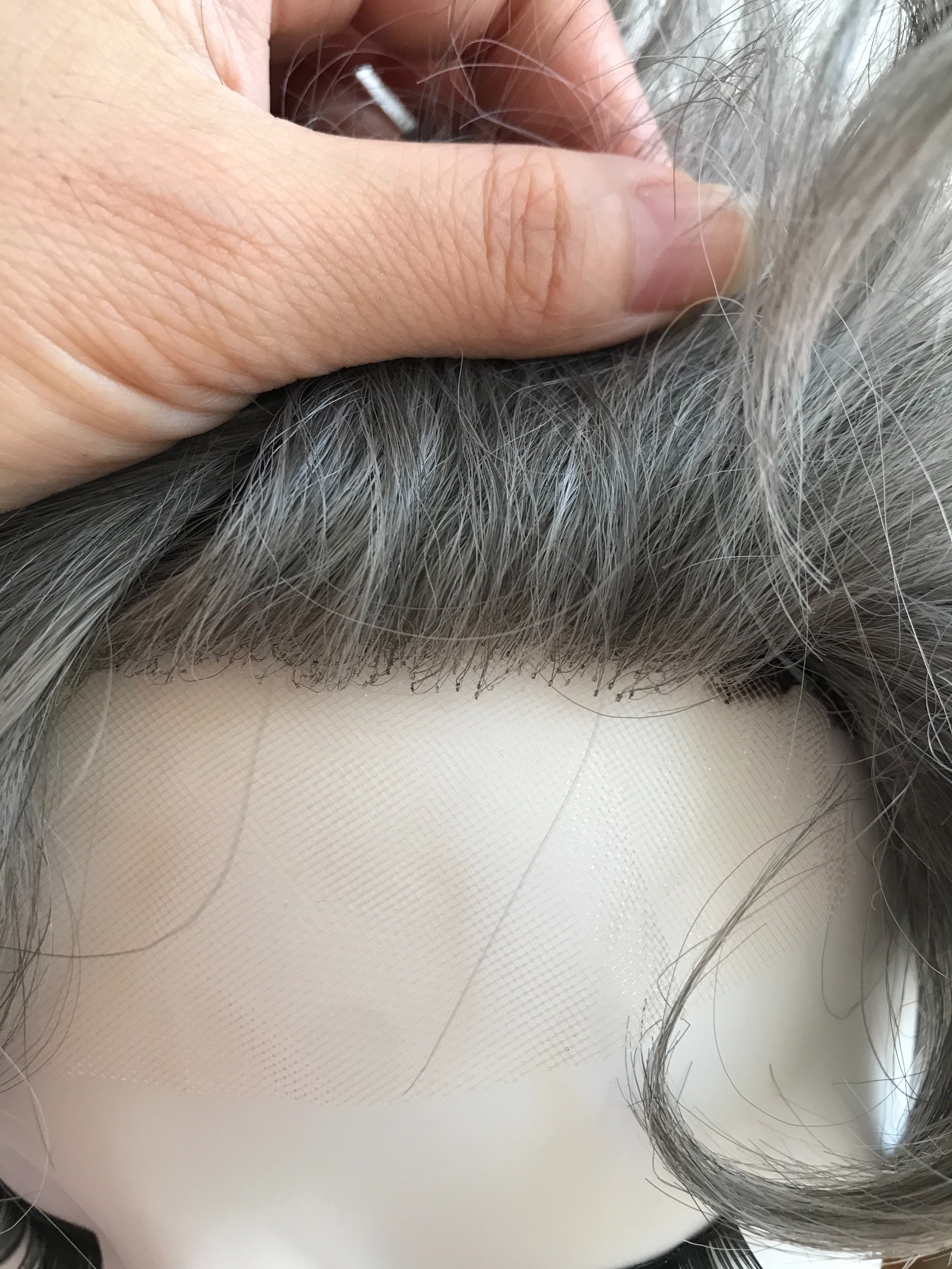 silver gray short synthetic hair mono lace front wigs