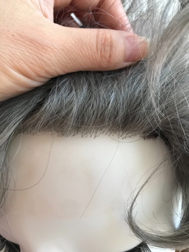 silver gray short synthetic hair mono lace front wigs