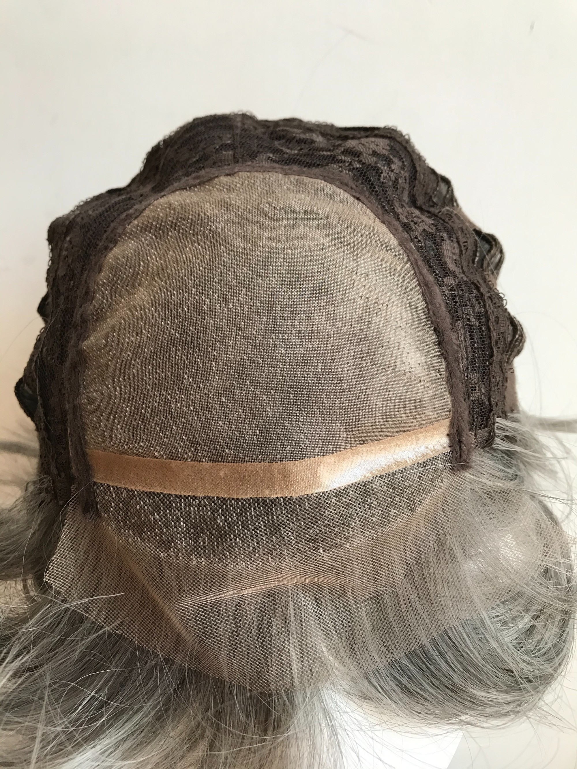 silver gray short synthetic hair mono lace front wigs
