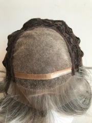 silver gray short synthetic hair mono lace front wigs