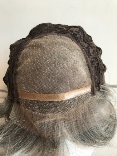 silver gray short synthetic hair mono lace front wigs