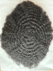 afro curly remy human hair thin skin pu cranial pieces for black men