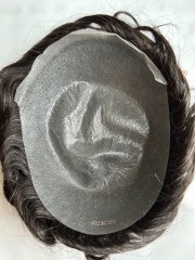 03 super thin pu remy human hair prosthesis pieces with gray hair
