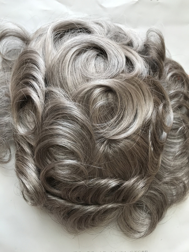 super thin film pu gray hair replacement for hair loss bald men