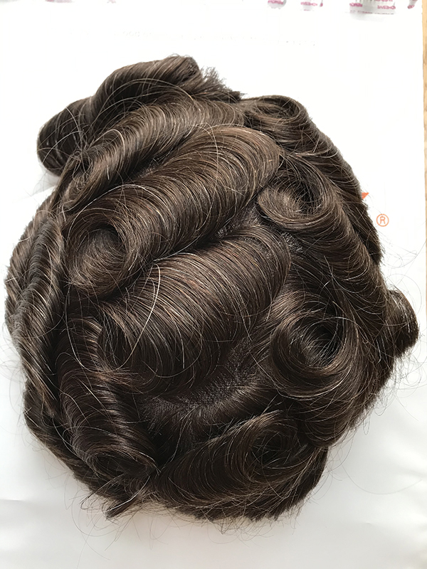 welded smart lace gray human hair systems with bleached knots