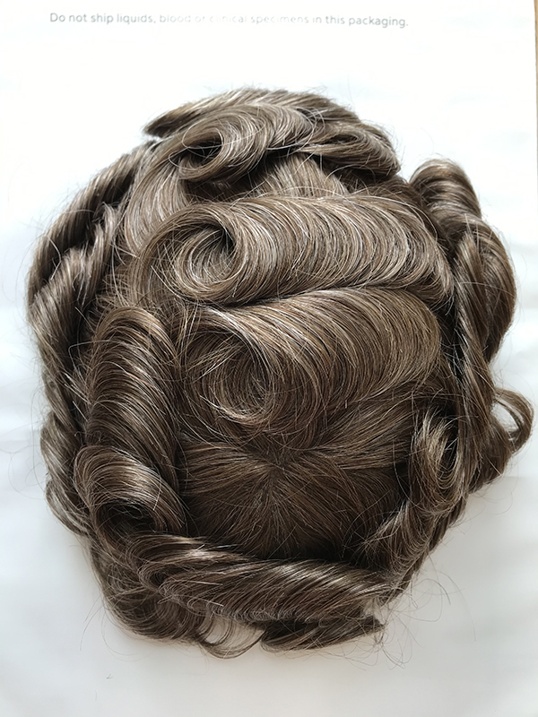 0406 thin skin pu human hair cranial pieces