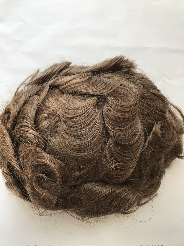 light brown super thin pu human hair supplements pieces