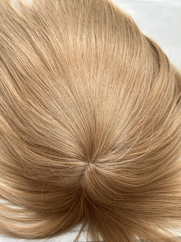 blended blonde color human hair mono topper