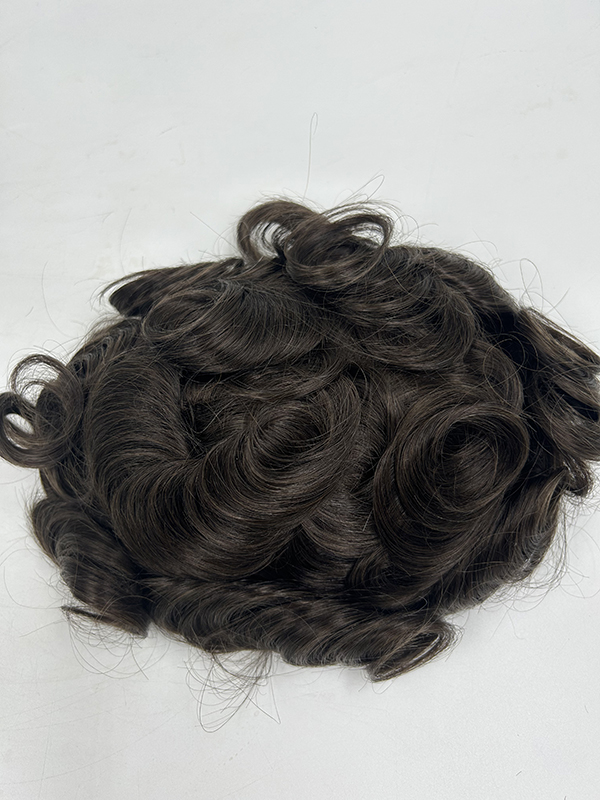 brown color indian remy human hair air lace systems for hair restoration