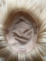 blended blonde color human hair mono topper