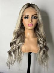 dark roots virgin remy european human hair swiss lace front wigs