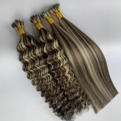 nano ring curly remy human hair wefts