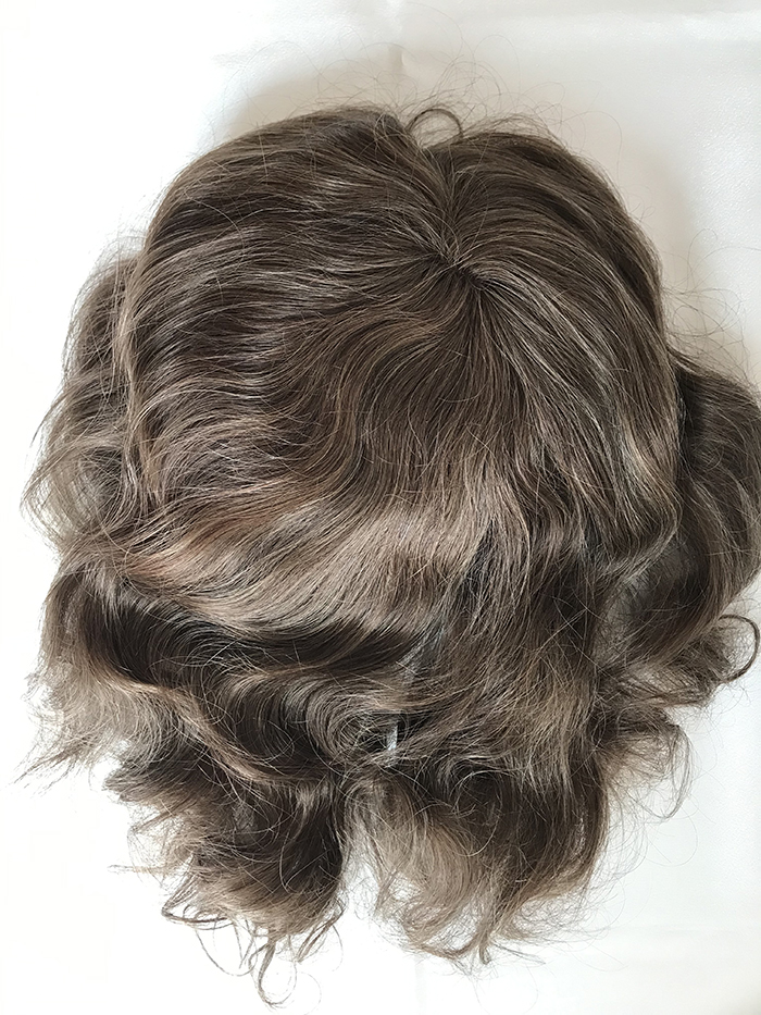 human hair mono topper integrated with fishnet line