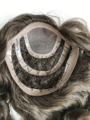 human hair mono topper integrated with fishnet line