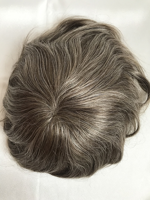 #1740 grey hair mono pieces with natural v knot