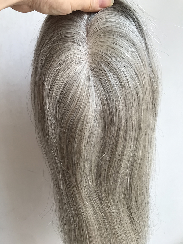 silver grey color remy human hair systems topper