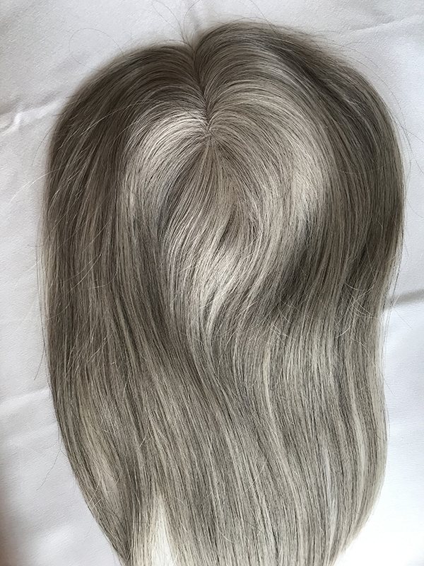 silver grey color remy human hair systems topper