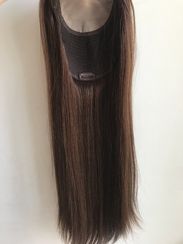 coffee brown premium remy human hair jewish topper with silk base