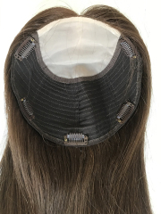 coffee brown premium remy human hair jewish topper with silk base