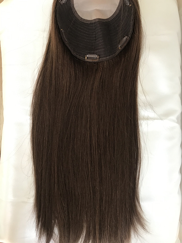 coffee brown premium remy human hair jewish topper with silk base