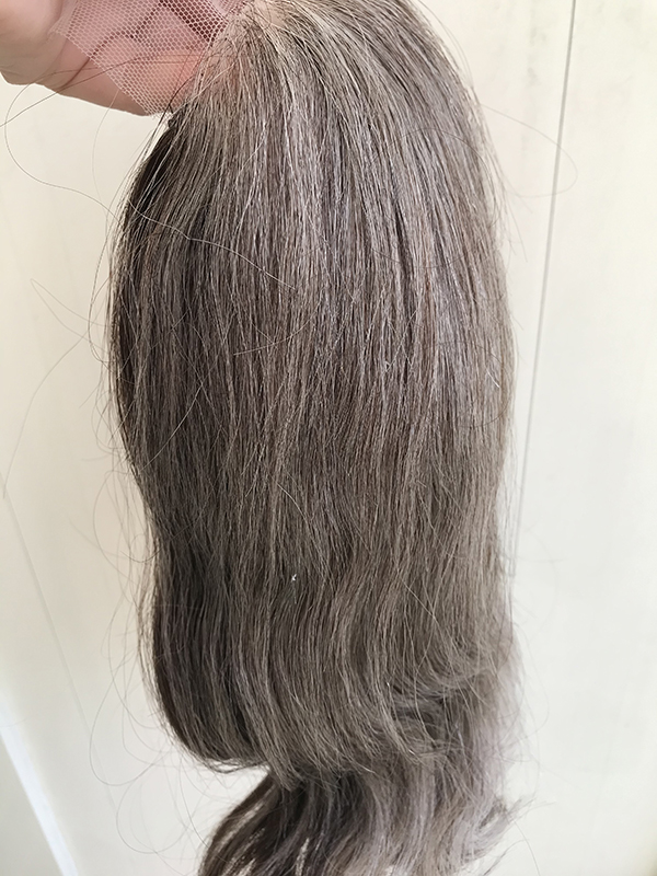bespoke silver grey remy human hair lace topper