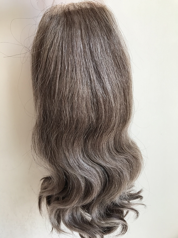 bespoke silver grey remy human hair lace topper