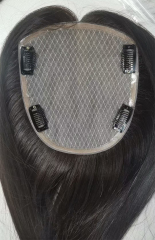 natural color human hair silk toppers with clips