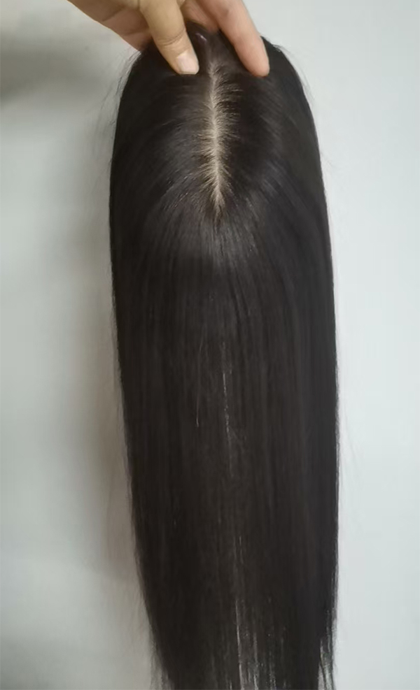 natural color human hair silk toppers with clips