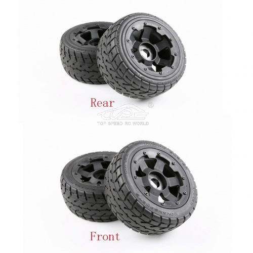 TOP SPEED RC WORLD Front and Rear on Road Tire with Wheel Hub Kit Fit for 1/5 HPI ROVAN ROFUN KM BAJA 5B SS Truck Rc Car Parts