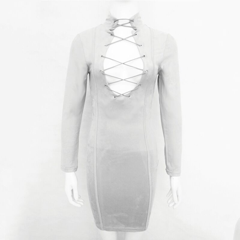 latest fashion sexy bodycon lace up midi dress for women wholesale