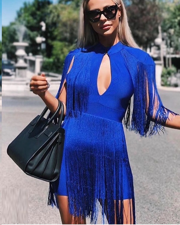 new fashion hot selling royal blue short women cotton party dress with ...