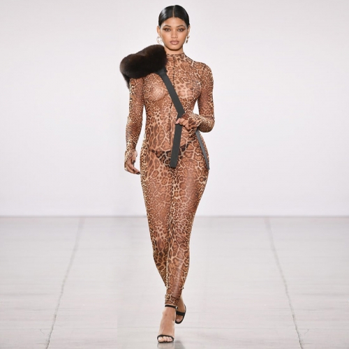 2020 New Fashion Women Sheath Bodycon One Piece Leopard Jumosuit Streetwear Clothes Wholesale