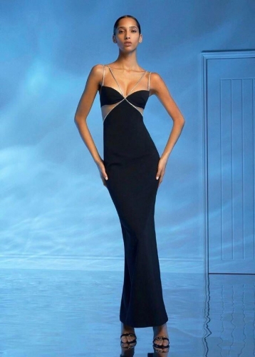 2021 Spring New Fashion Women Designer Black Sleeveless Maxi Long Dress Ladies Elegant Party Dress Vestidos