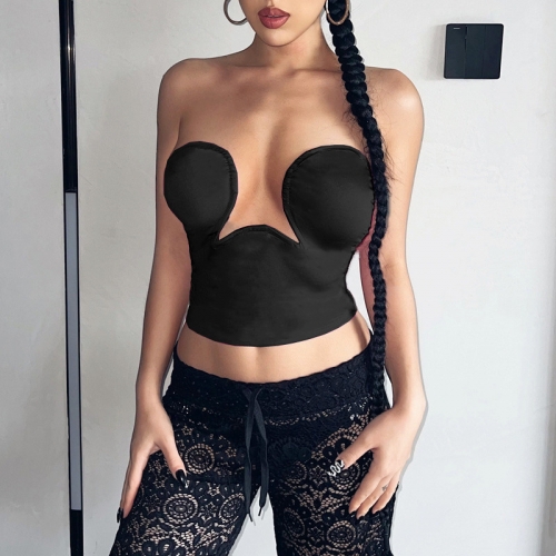 New heart-shaped hollow tube top sexy spice top