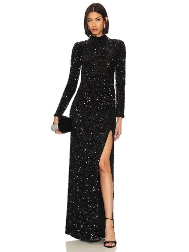 2024 New Sequin Long-sleeved Slit Dress