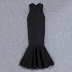 2024 Summer New Black Sexy Fishtail Tube Top Long Dress Party Dress