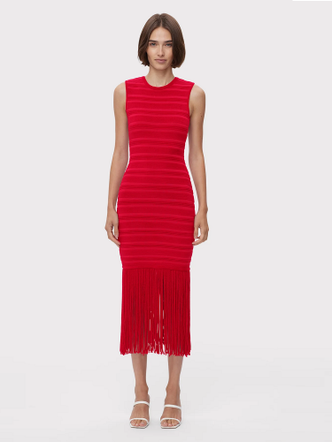 2024 New Sexy Red Round Neck Sleeveless Slim Long Bandage Dress In Summer