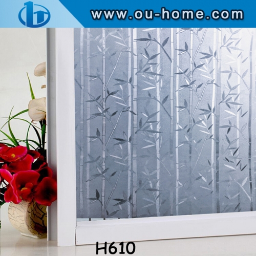 Bamboo design semi transparent removable decorative static cling window film