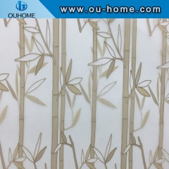 BT8010 Bamboo Design Self Adhesive Stained Frosted Privacy Window Film