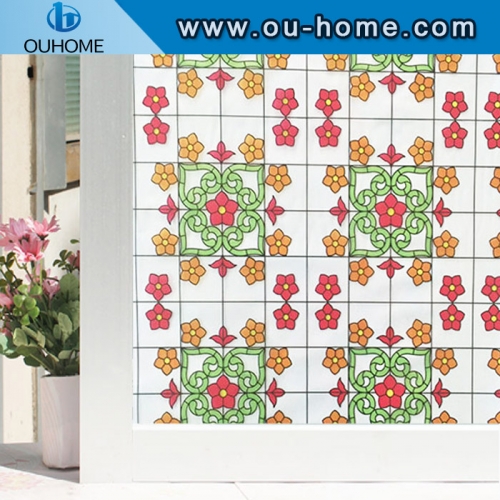 H2218 Decoration Sticker Pattern Privacy Frosted Stained Static Glass Window Film
