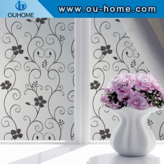 BT823 Black flower decorative statined window privacy film