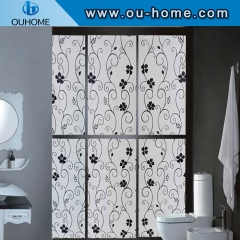 BT823 Black flower decorative statined window privacy film