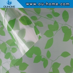 BT847 Stained green leaves glass window PVC privacy window film