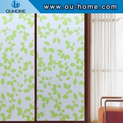 BT847 Stained green leaves glass window PVC privacy window film