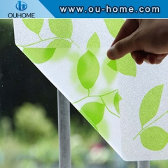 BT847 Stained green leaves glass window PVC privacy window film