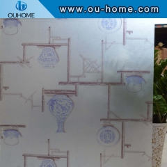 BT836 Blue and white porcelain self-adhesive frosted glass film