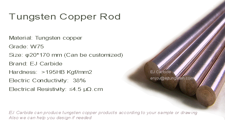 W75 tungsten copper rods electrodes