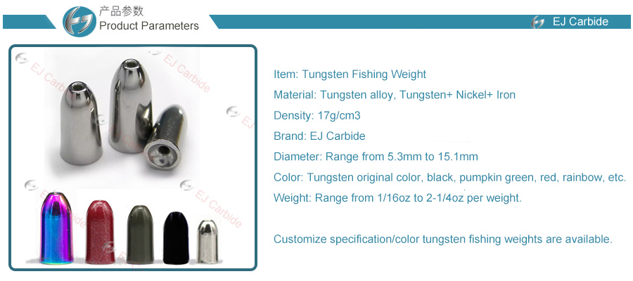 Bullets shape tungsten alloy fishing weight 3/4 oz in different color